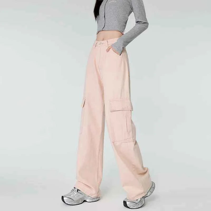 Pink Safari Style High Waist Pants