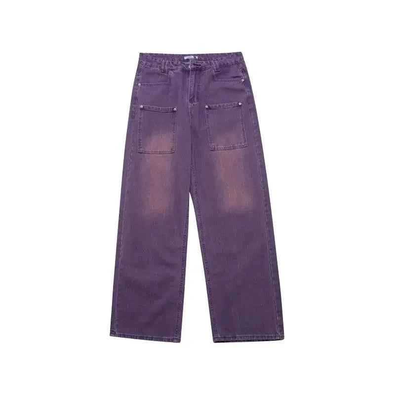 Purple Oversize Wide Leg Cargo Jeans