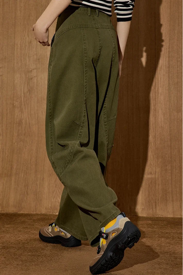 Vintage Deconstructed Utility Wide Leg Jeans - Luxuryurbanwear