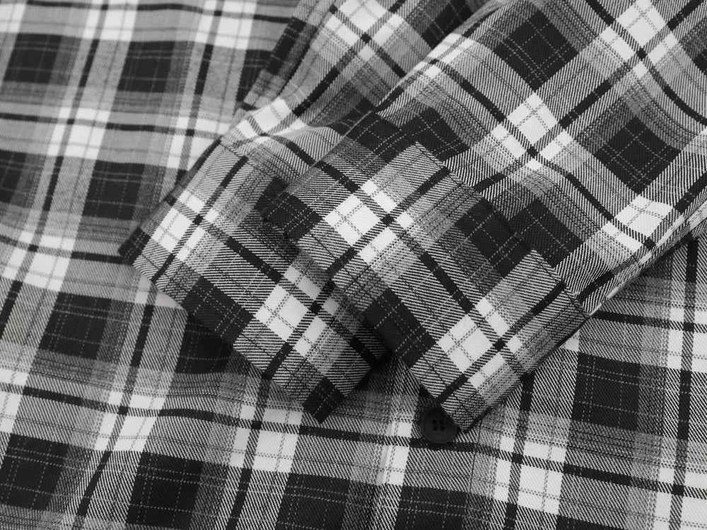 Versatile Plaid Mesh Spliced Embroidered Lapel Shirt