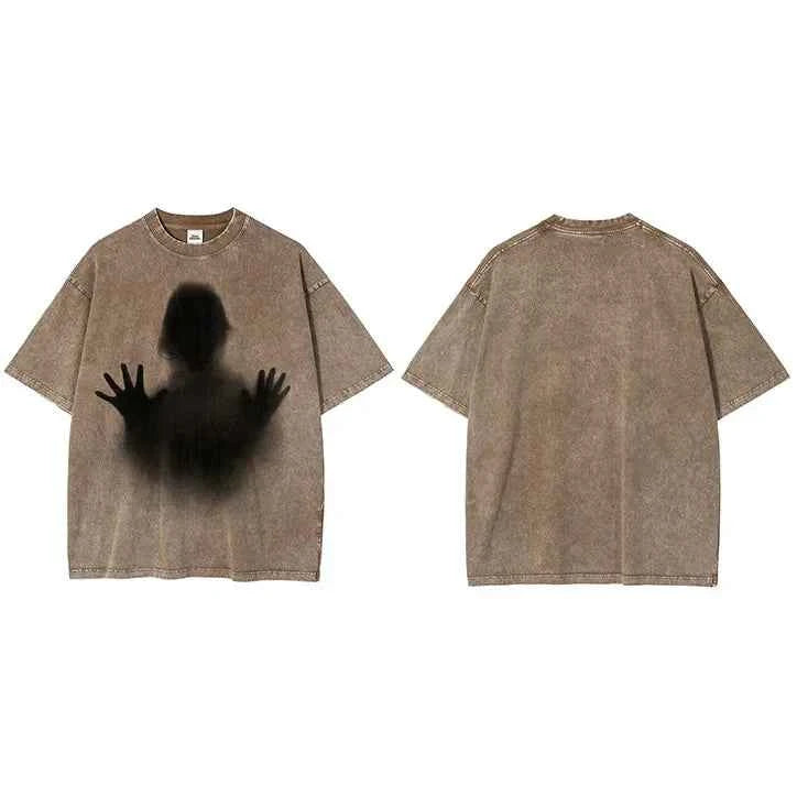 Elevated Washed Retro Graphic 3D Printed T-Shirt
