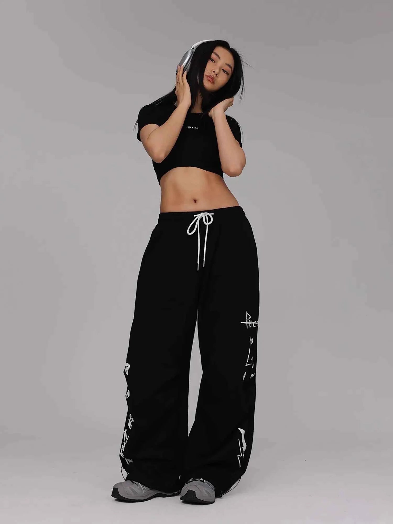 Graffiti Black Dance Casual Sweatpants