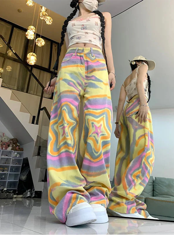 High Street Star Gradient Color Jeans - Luxuryurbanwear