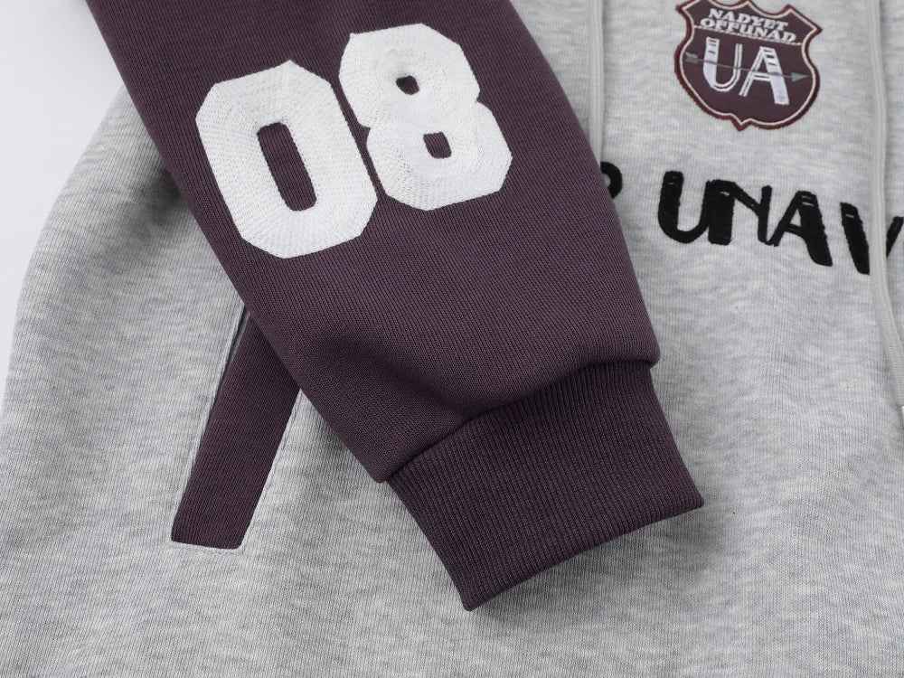Streetwear Embroidery Letter Print Stand Collar Sweatshirt