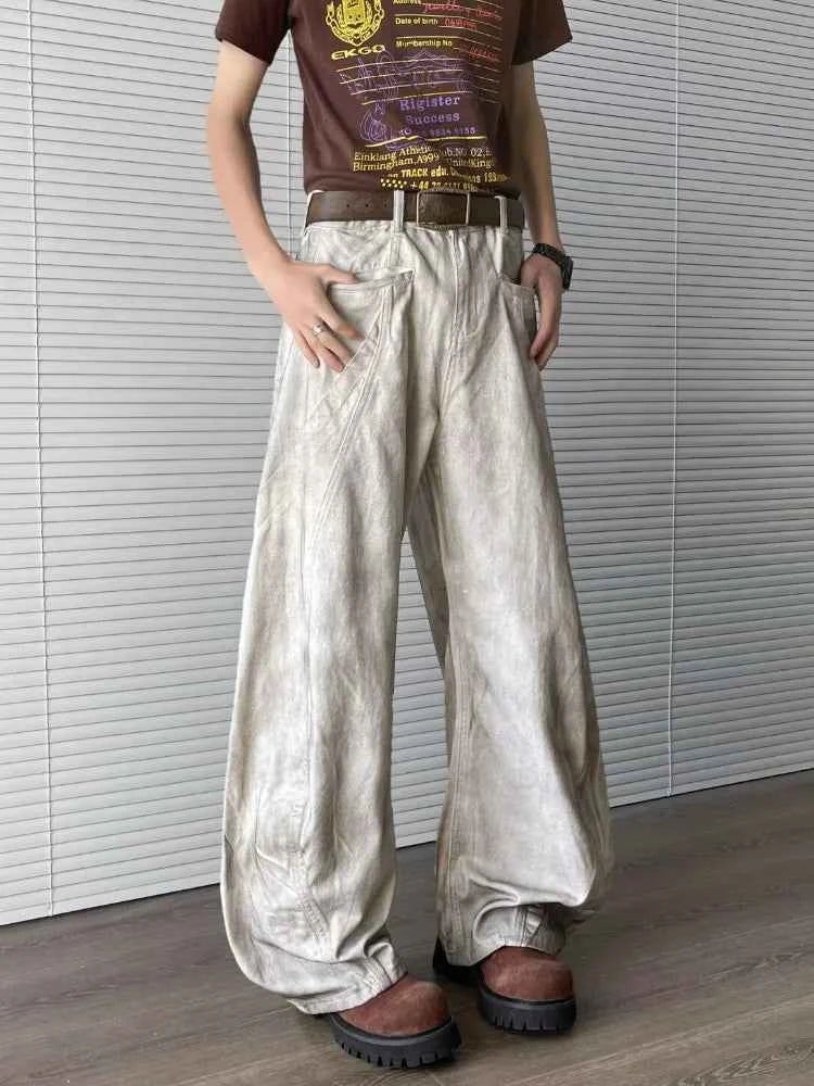 Straight & Sleek Washed White Baggy Jeans