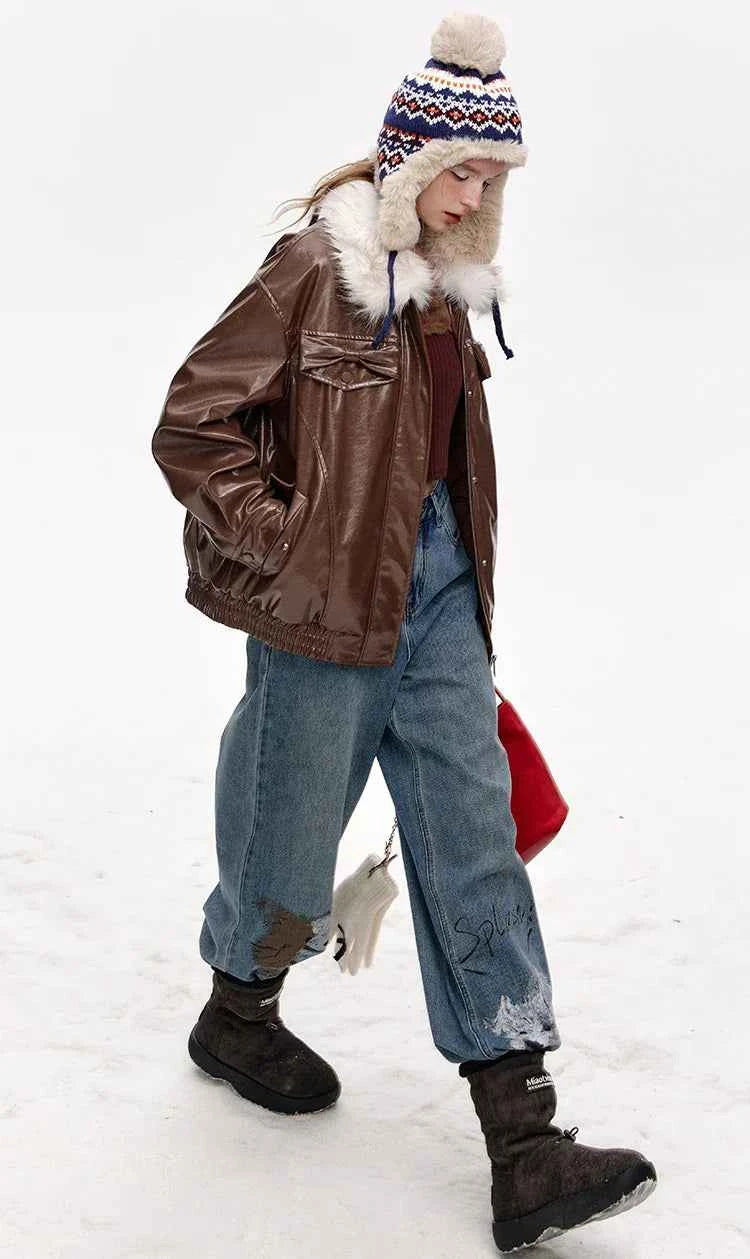 Elevated Comfort Plush Warm Winter Leather Jacket