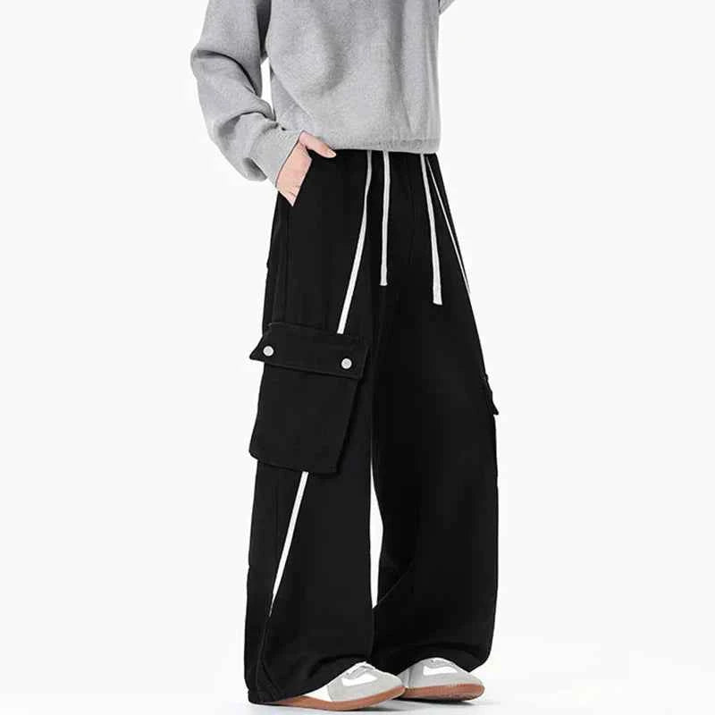 Drawstring Retro Elastic Cargo Jeans