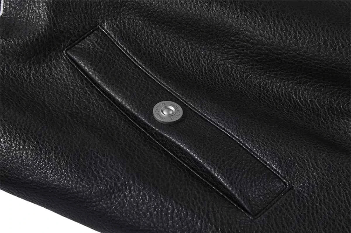 Durable Retro Hip Hop Racing PU Leather Jacket