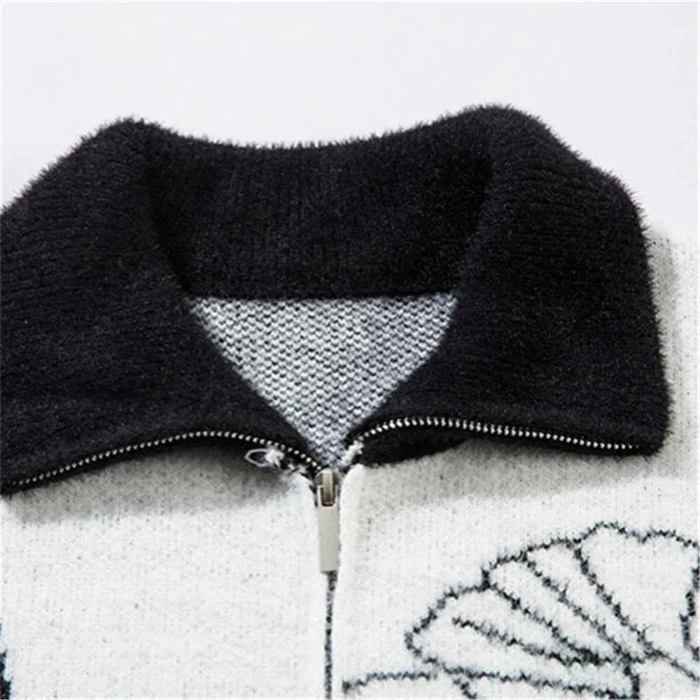 Plush Butterfly Graphic Cool Knitwear Cardigan