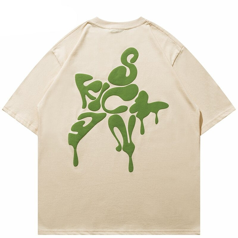 Star Shape Melting Letter Graphic T-Shirt