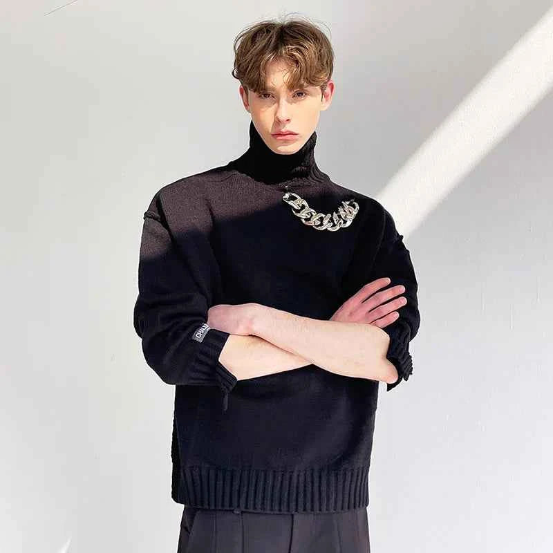 Personalized Luxury Metal Chain Knit Sweater