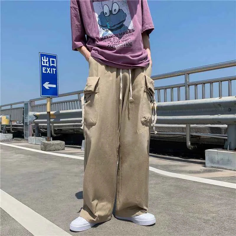 Y2K Japanese Style Loose Straight Leg Cargo Pants