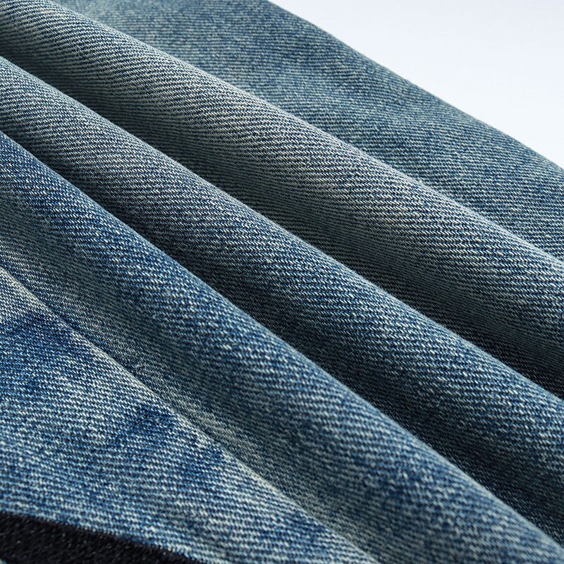 HTH Flame Embroidery Blue Denim Pants