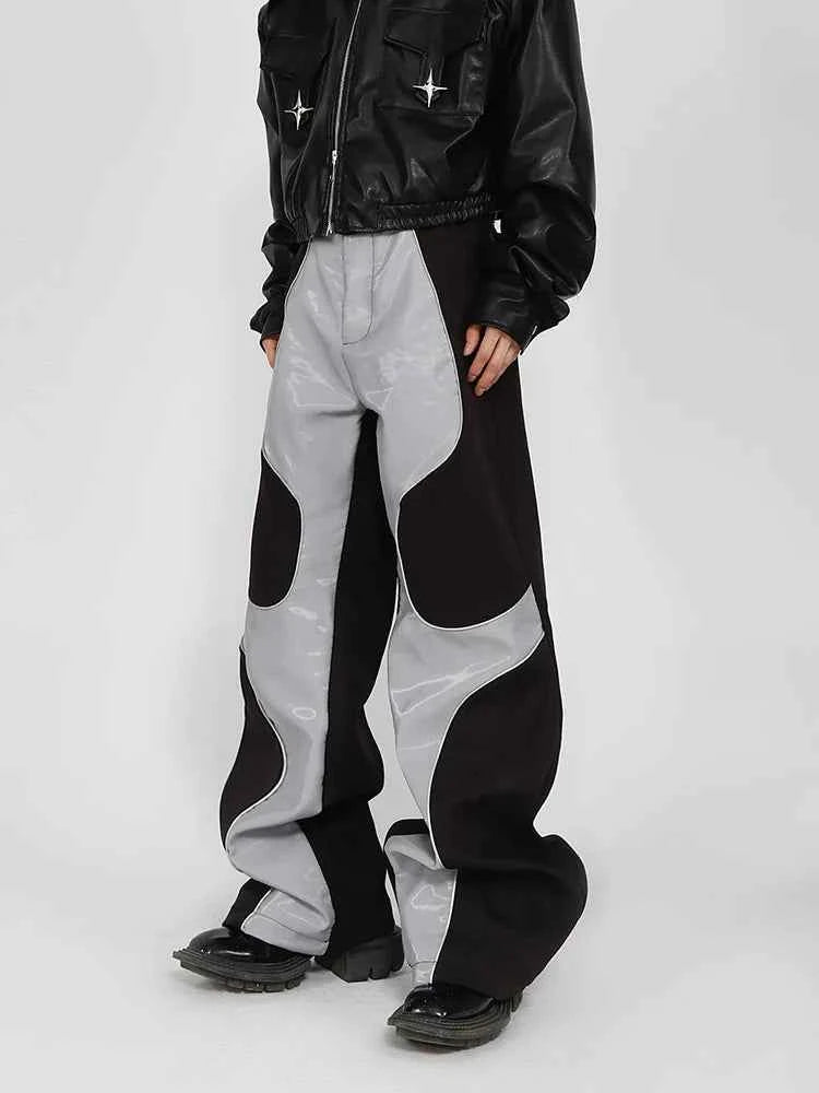 Streetwear Long-lasting Luxury Patchwork Leather Pants