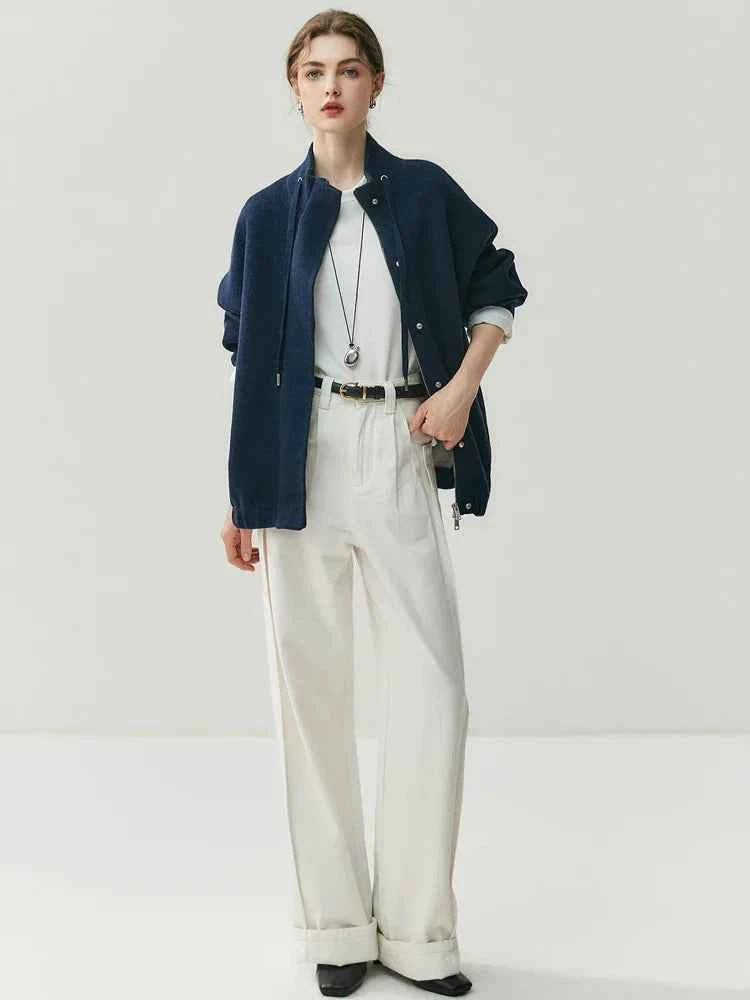 Lightweight Mock Neck Thick Zipper Cardigan