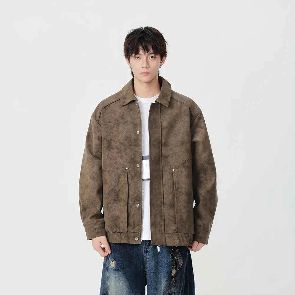 Winter Stylish Distressed Button-Up Leather Jacket