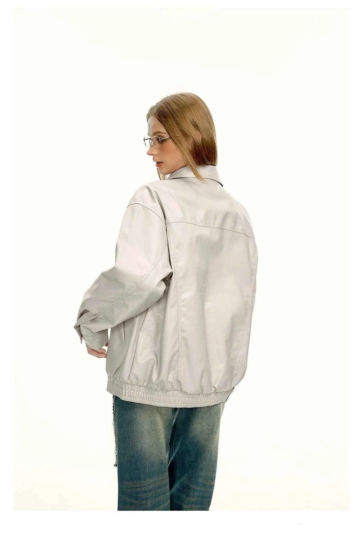 Women Cool High End Solid Color Leather Jacket