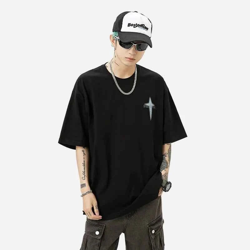 Y2K Oversized Freedom Hip Hop Print T-Shirt