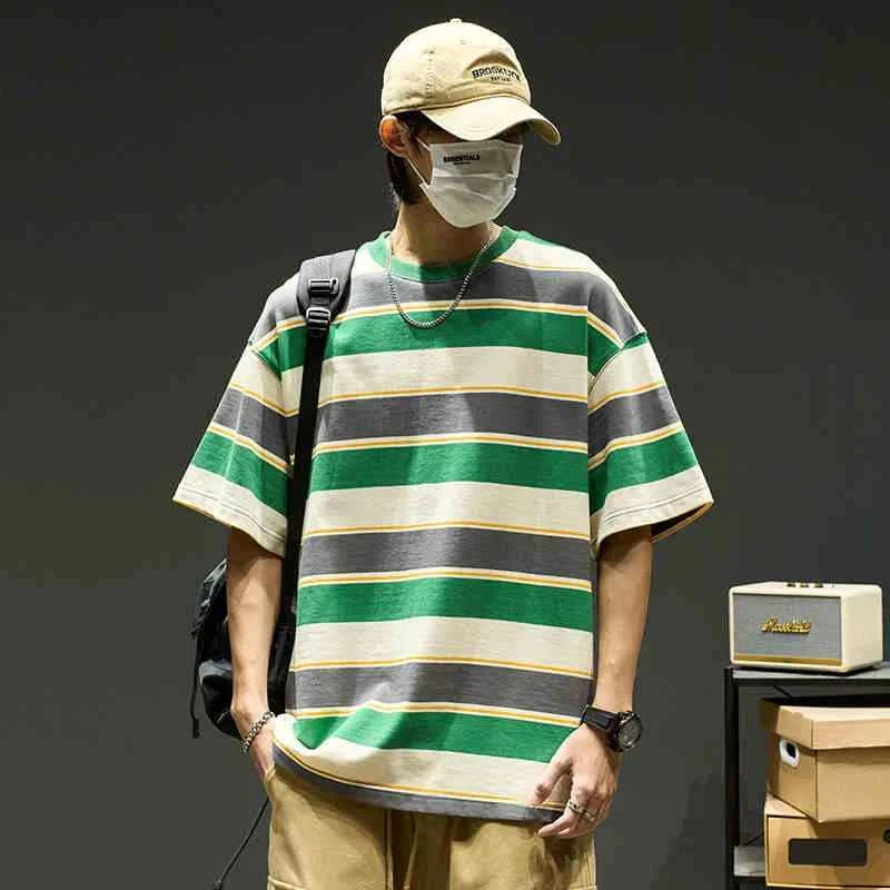 Men's Striped Hip Hop Short Sleeve T-Shirt