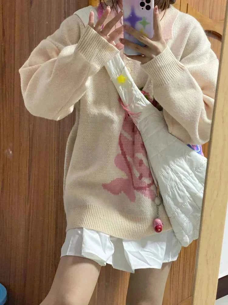 Cute Loose Knit Strawberry Sweater