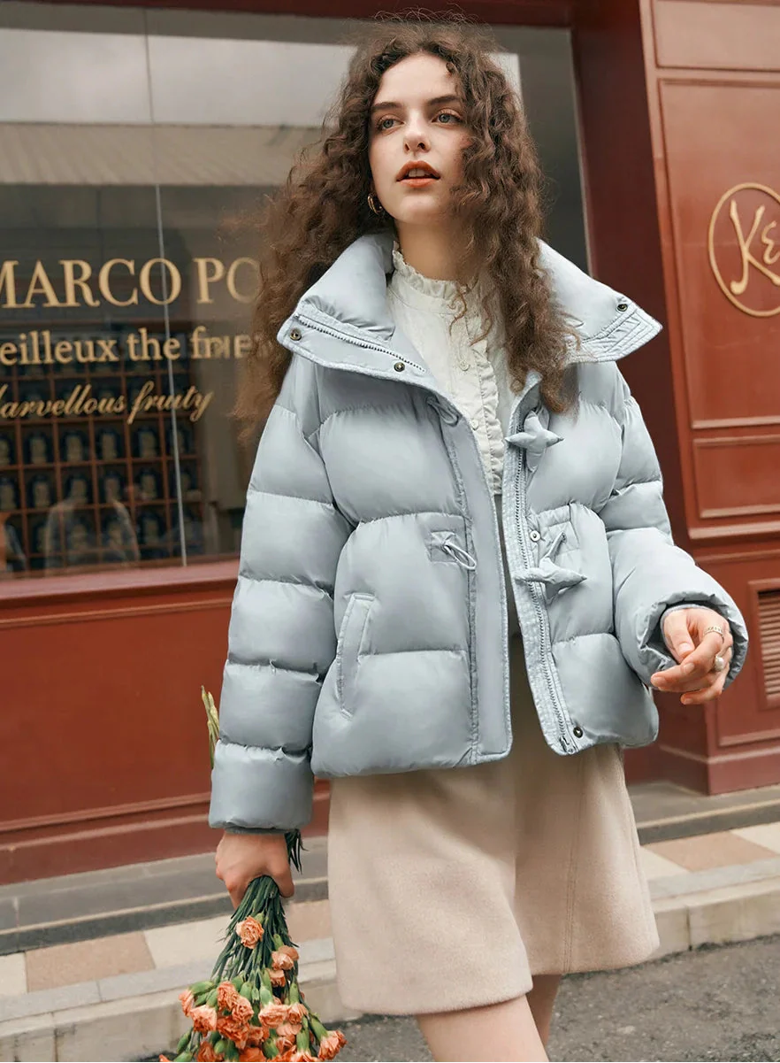 Stylish Winter Sweet Star Button Puffer Jacket - Luxuryurbanwear