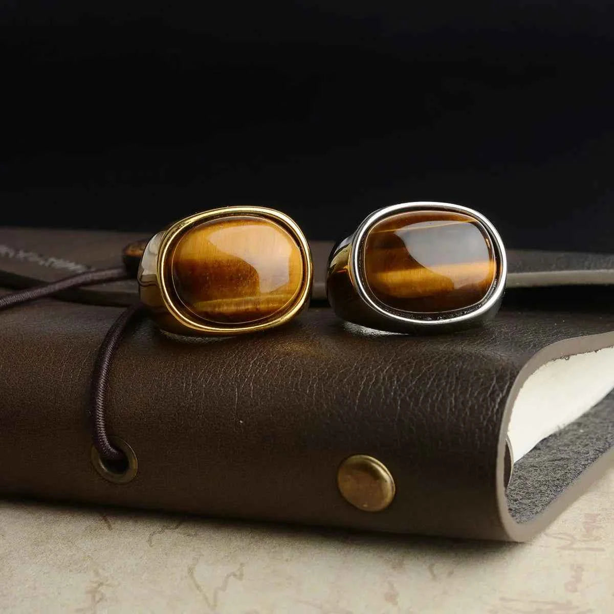 Handmade Retro Gold Tiger Eye Ring