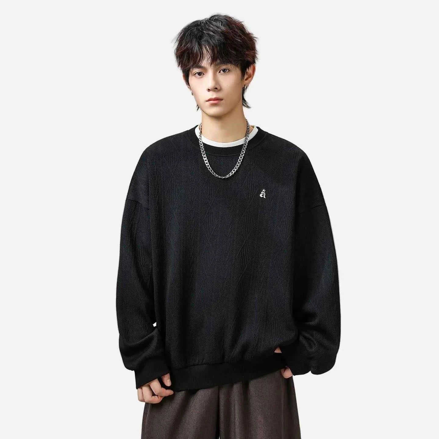 Embroidery Color Block Letter crewneck Sweatshirt
