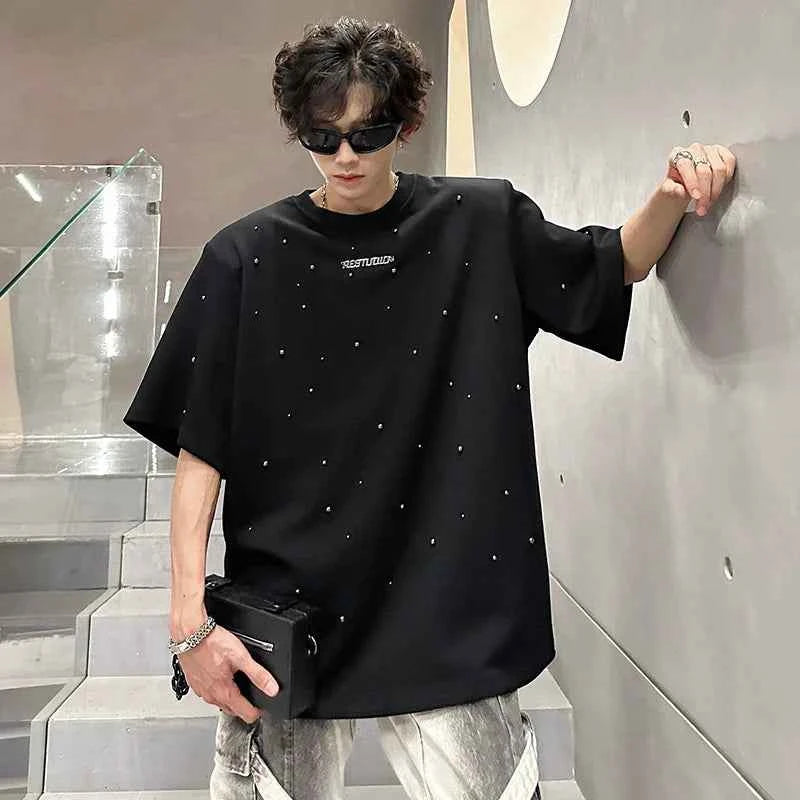 High Quality Sequin Patchwork Shoulder T-Shirt