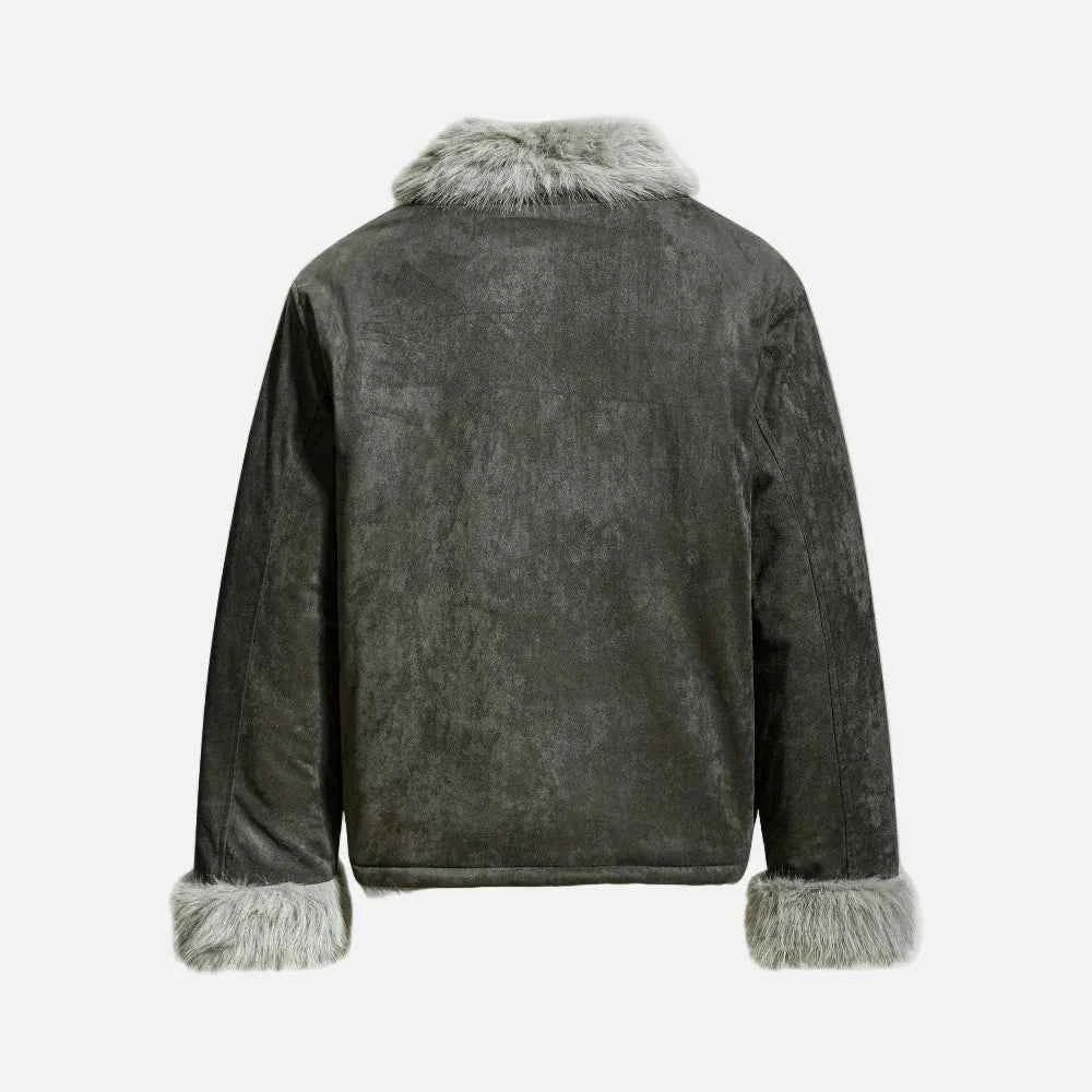 Breathable Single Breasted Faux Fur Jacket