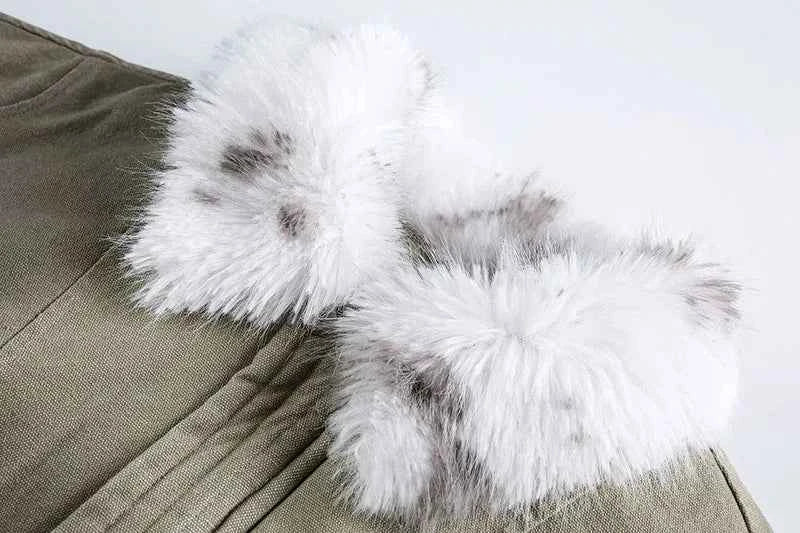 Travel-Essential Oversized Fur Stand Collar Parka Jacket
