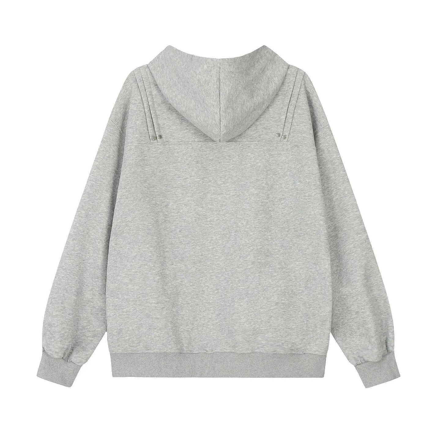 Y2K Rivet Patchwork Black Hip Hop Hooded Sweatshirt