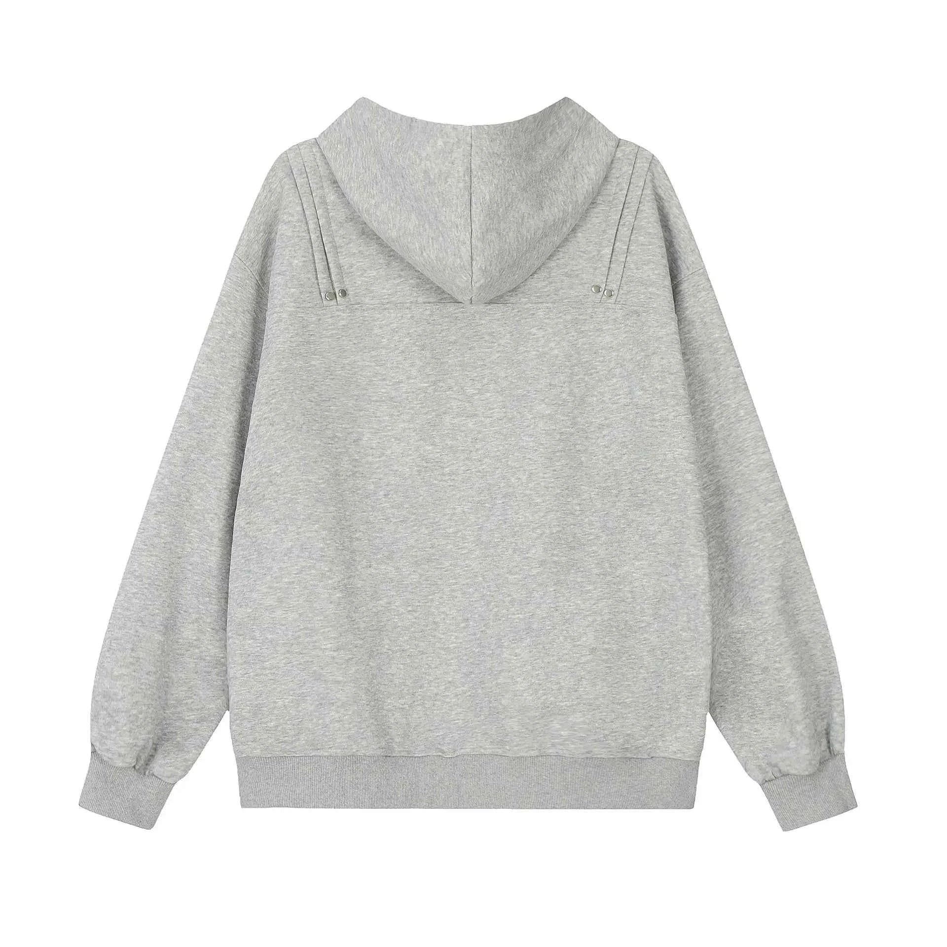 Y2K Rivet Patchwork Black Hip Hop Hooded Sweatshirt