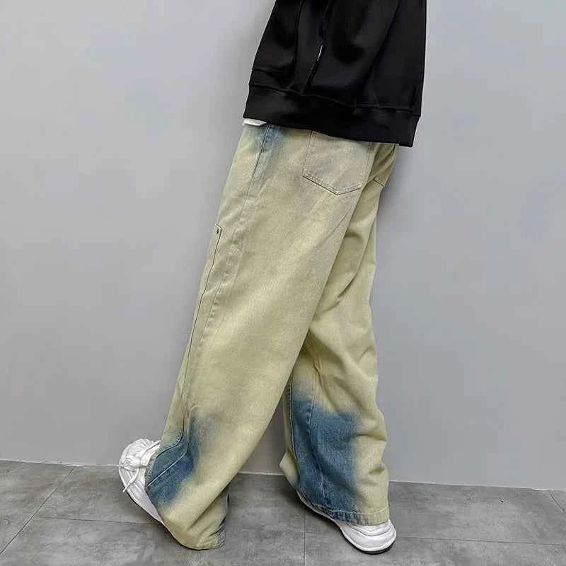 Streetwear Vintage Tie Dye Baggy Wide Leg Jeans