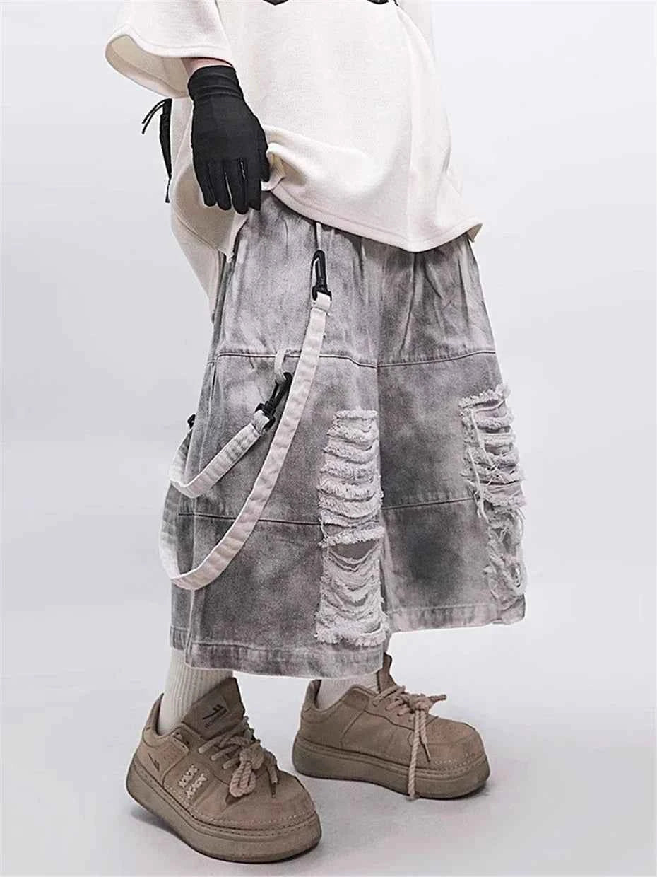 Vintage Streetwear Ripped Hole Denim Jorts