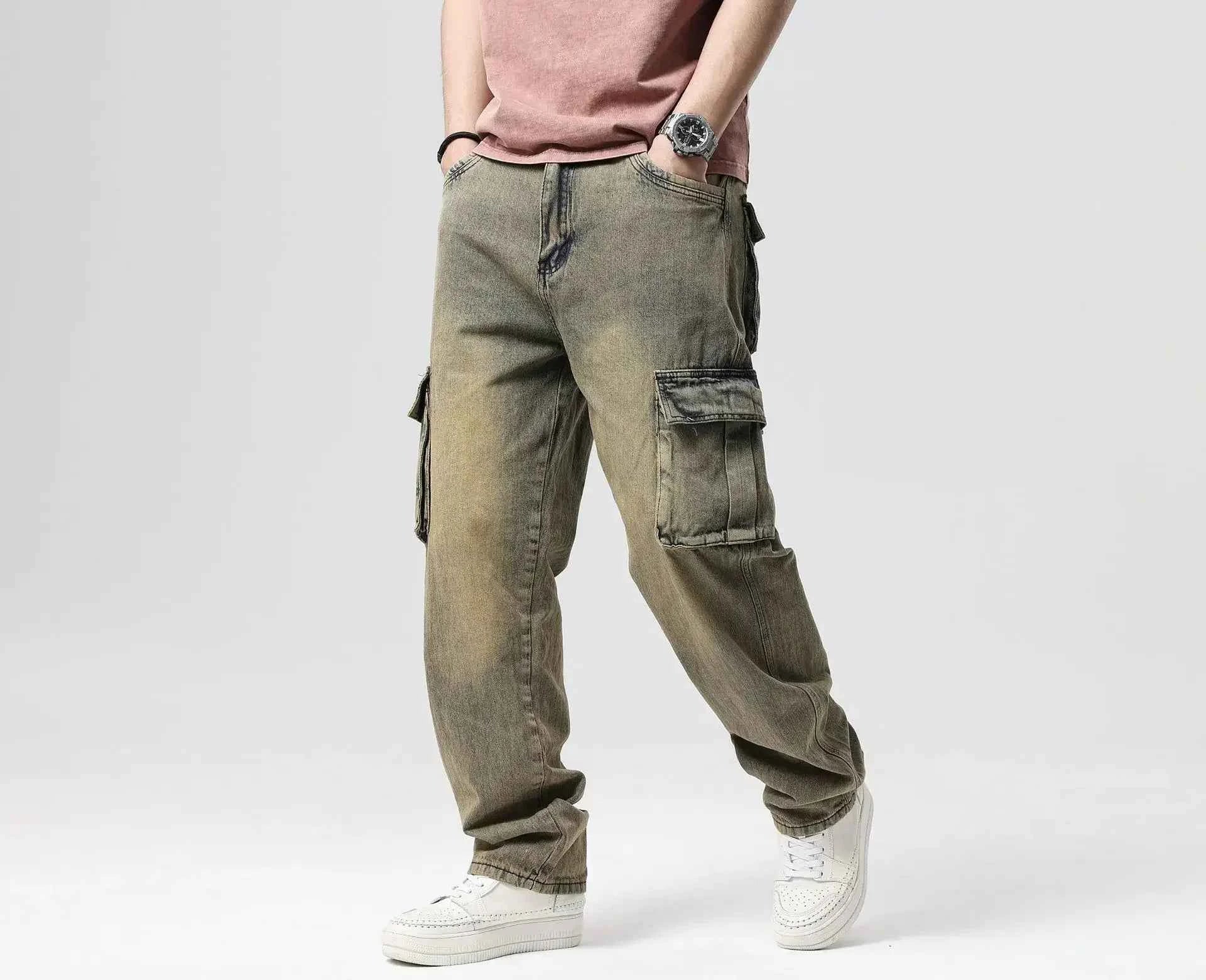 High Waist Distressed Baggy Straight Jeans