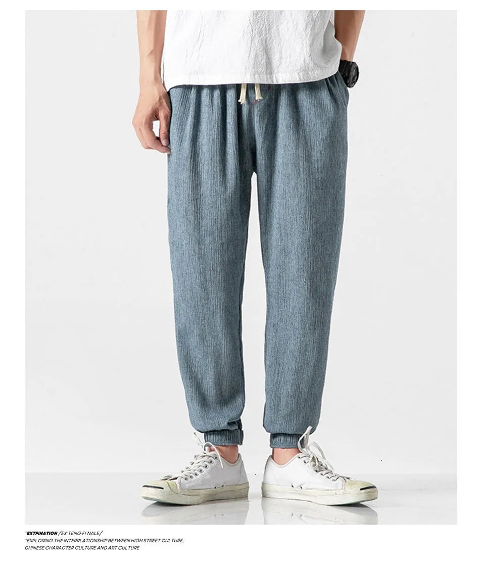 Drawstring Cropped Elastic Waist Casual Pants