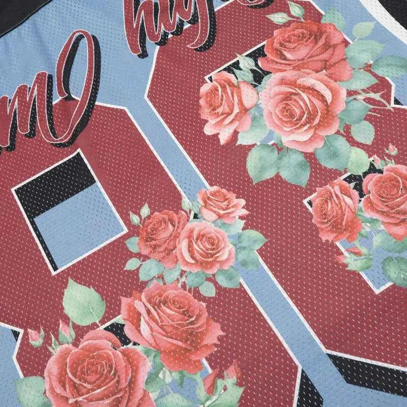 Insulated Mesh Oversized Floral Graphic Sport T-Shirt
