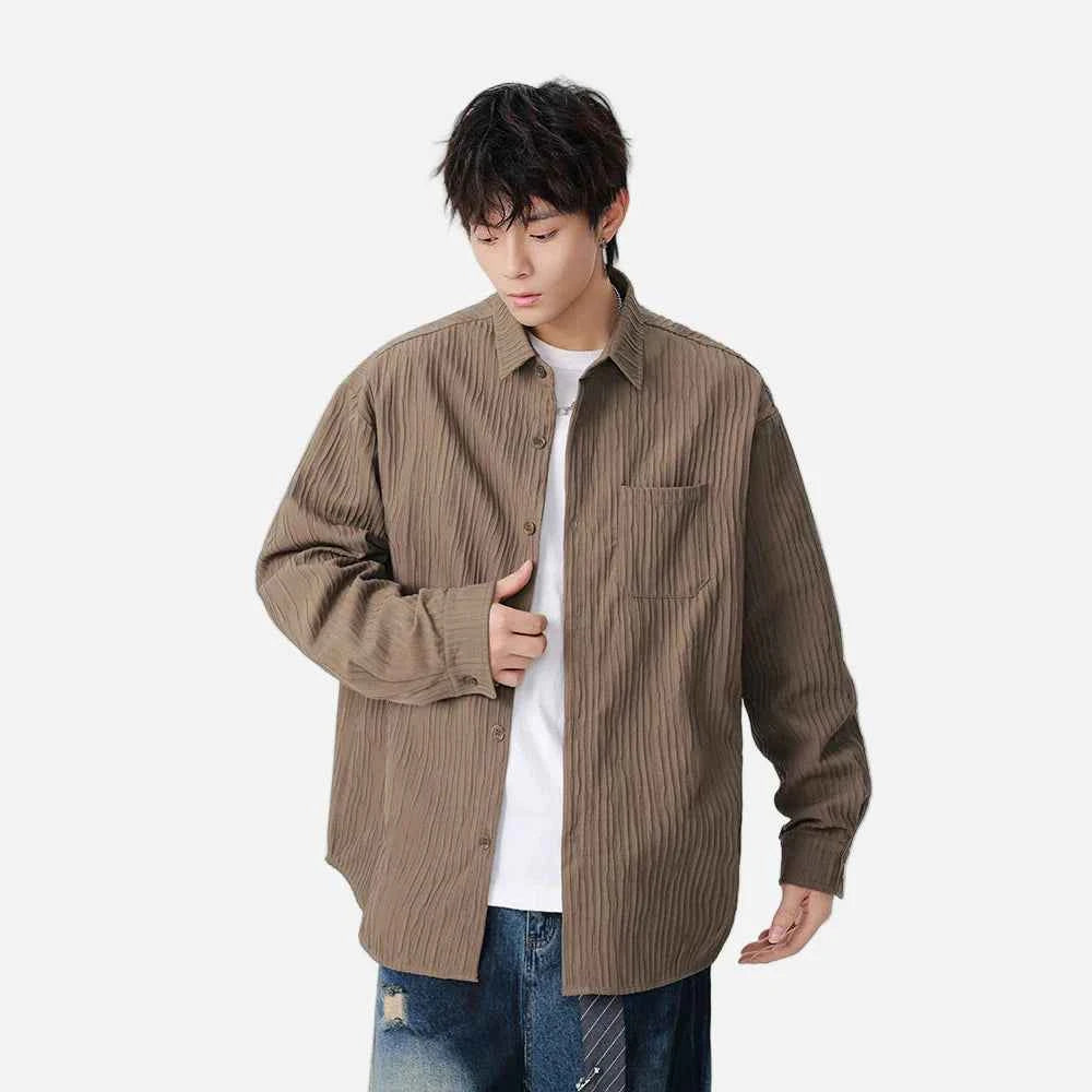 Y2K Vertical Striped Casual Long Sleeve Shirt