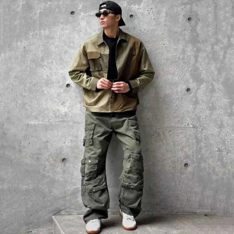 Y2k Streetwear Patchwork Design Techwear Shirt