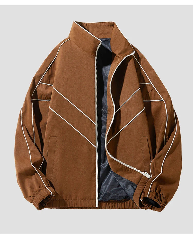 Striped White Lining With Rib sleeve Style Jacket