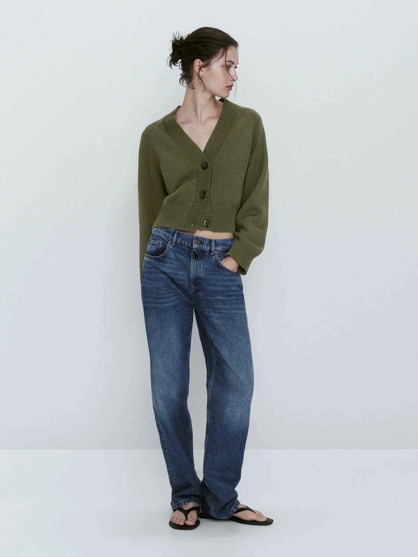 Ethereal Green Cool Slim Fit V-Neck Cardigan