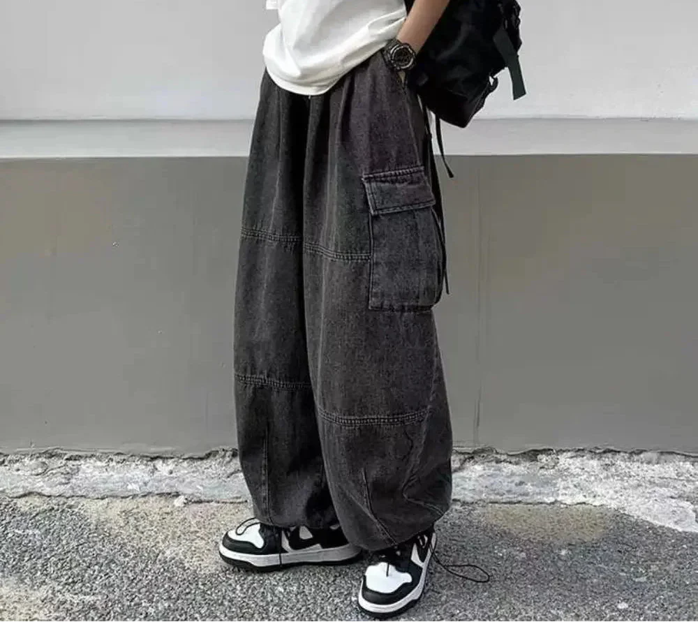 Y2K versatile Casual Wide Leg Cargo Jeans - Luxuryurbanwear