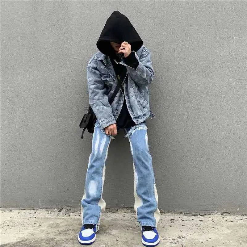 Effortless Cool Patchwork Flare Blue Jeans