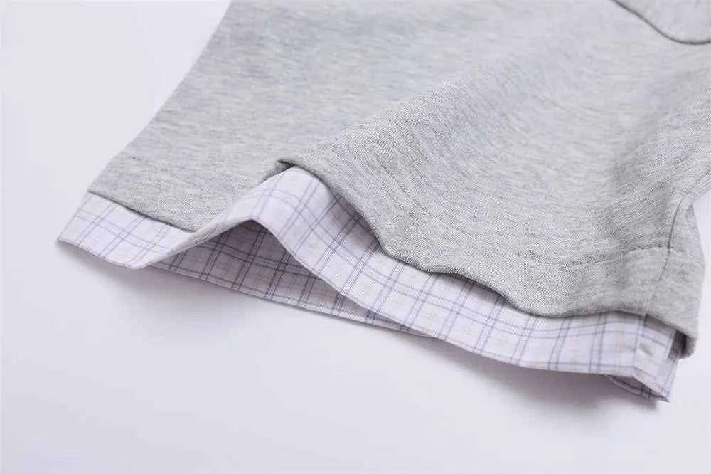 Casual Loose Fit Fake Two-Piece Letter Print Polo T-Shirt