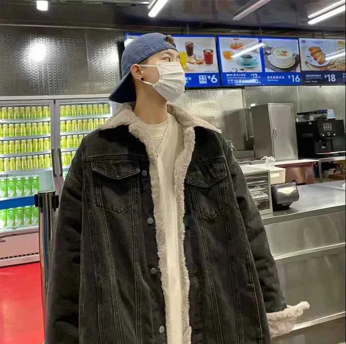 Streetwear Thick Winter Fleece Furr Denim Jacket