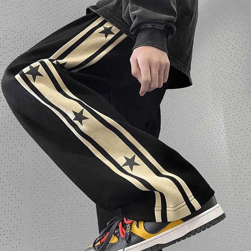 Streetwear Vintage High Waist Black Star Sweatpants