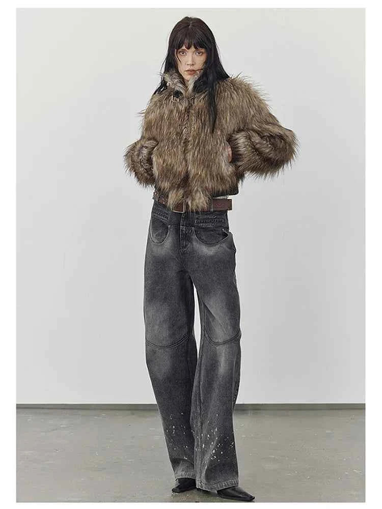 Women Vintage Luxury Thick Faux Fur Coat Jacket