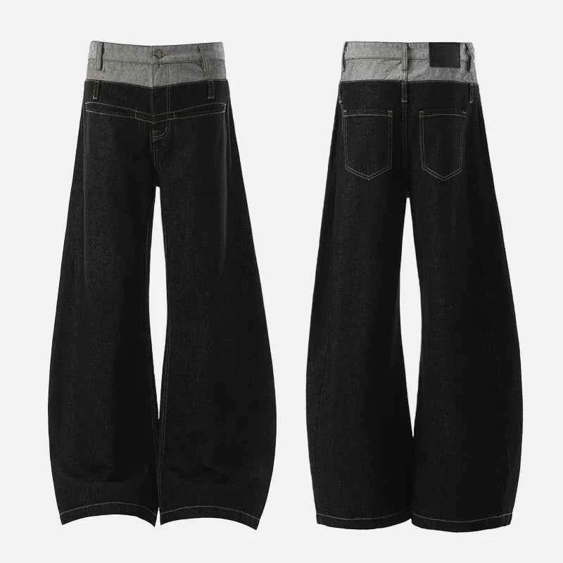 Black Distressed Patchwork Loose Fit Jeans