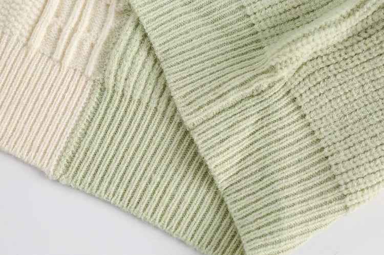 Contrasting Color Round Neck Casual Knitted Sweater