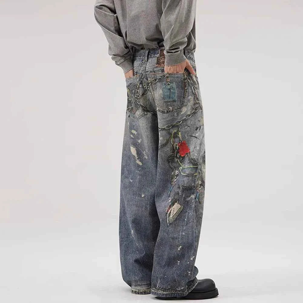 Y2K Chain Decoration Wide Leg Jeans